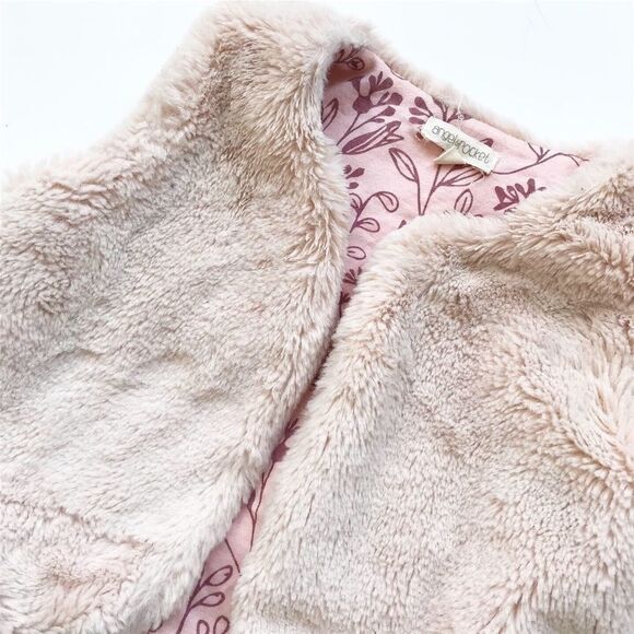 Angel & rocket blush faux fur vest EUC 9-12 months - Picture 2 of 2
